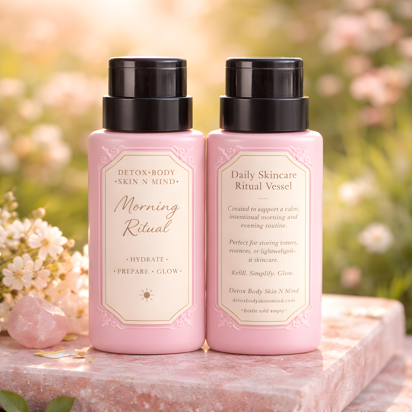 Morning & Night Toner Bottles – Refillable Skincare Organizer Set