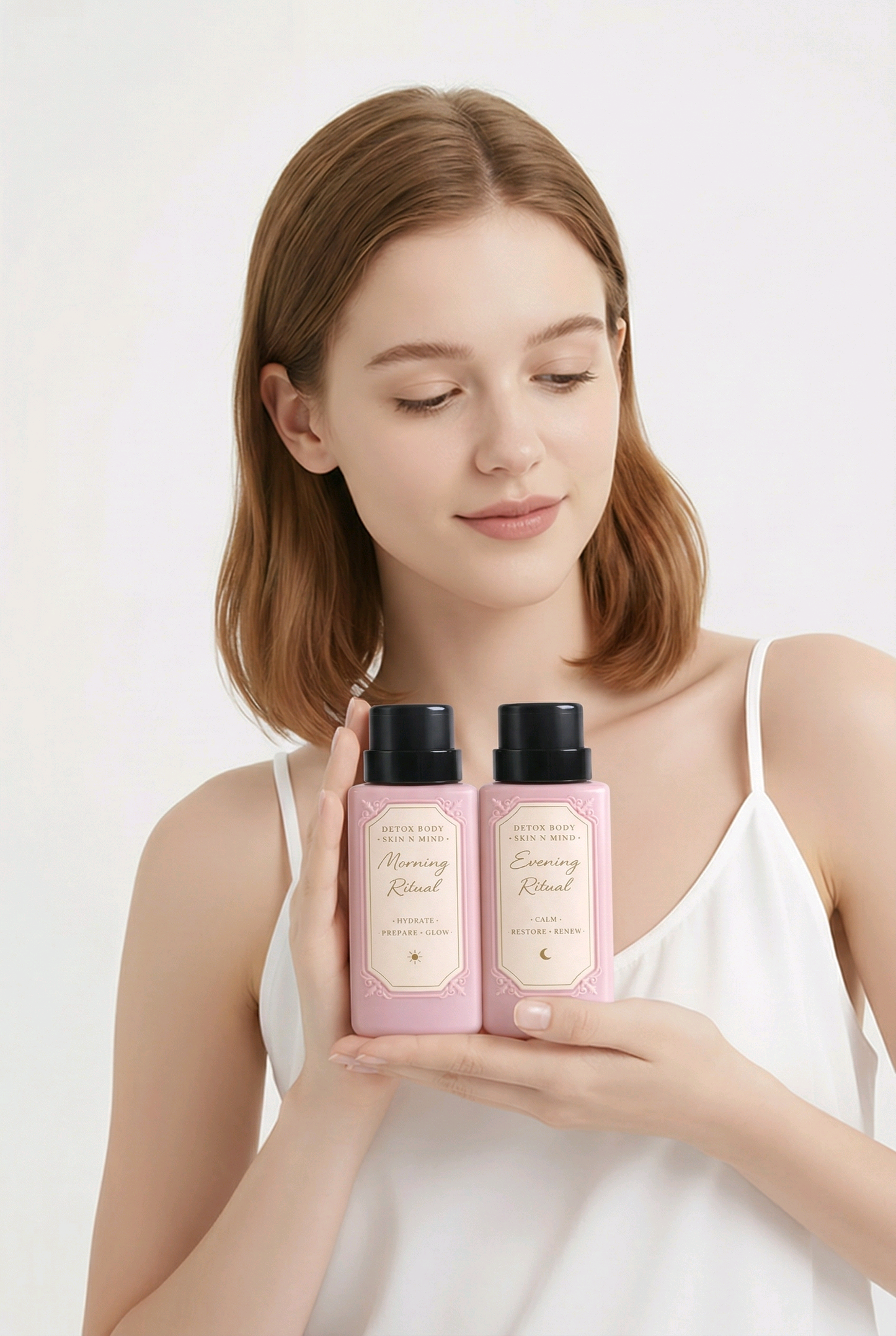 Morning & Night Toner Bottles – Refillable Skincare Organizer Set