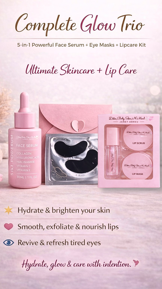 ✨ Complete Glow Trio 5-in-1 Powerful Face Serum + Eye Masks + Lip Care Kit