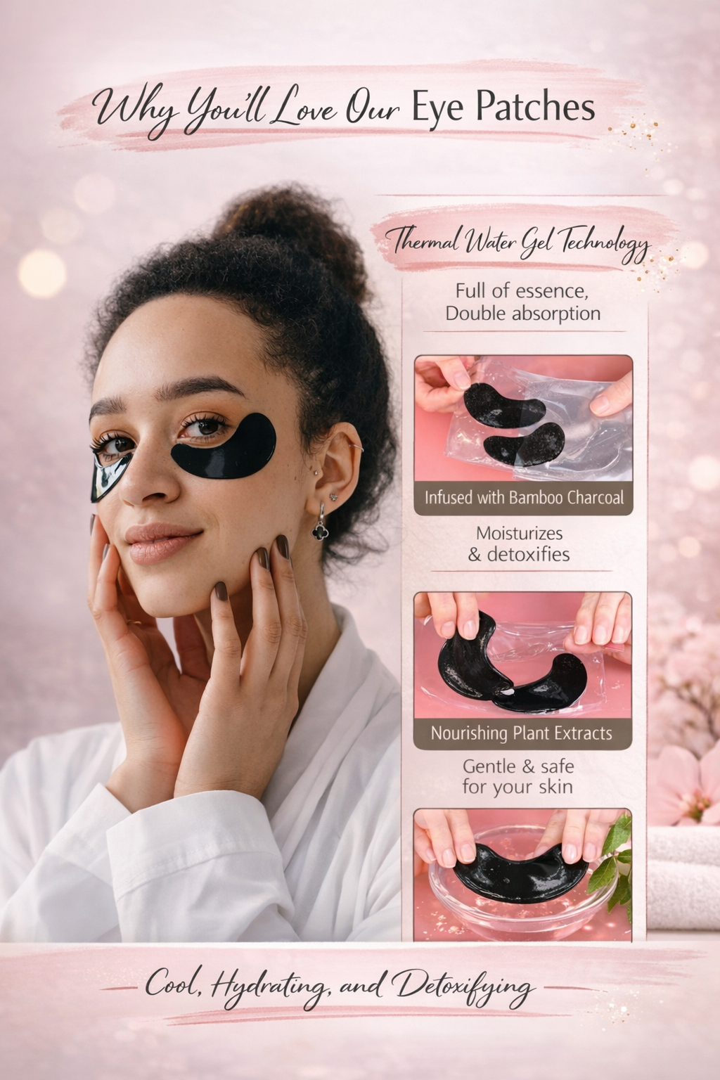 Bamboo Charcoal Collagen Eye Patches – 5 Pairs