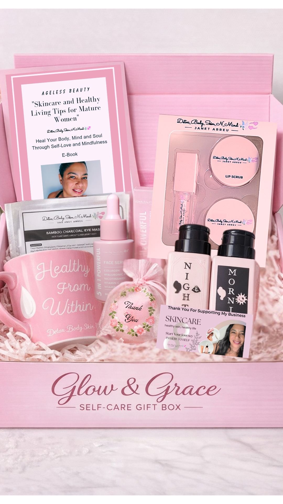 ✨ Glow & Grace Self-Care Gift Box– A complete skin + wellness ritual for everyday self-care